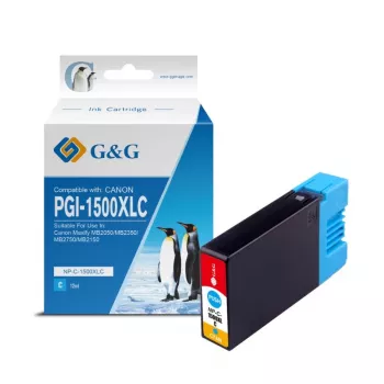 G&G saderīga Canon PGI-1500XLC augstas ietilpības zilas tintes kasetne (9229B001)