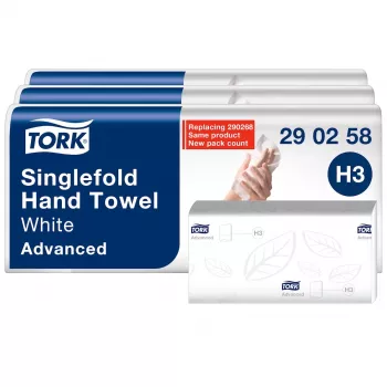 Tork Advanced H3 Z-locījuma roku dvieļi 2-slāņu balti (290258) – 3750 dvieļi