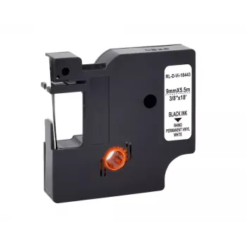 G&G Vinila marķēšanas lente balta 9 mm x 5,5 m melns drukas (RL-D-Vi-18443-BK/WT-9MM*5.5M)