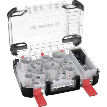 Bosch 2608594426 Progressor for Wood and Metal 11 daļu caurumu zāģu komplekts (20-76 mm) ar Power Change adapteriem un centrējošajiem urbjiem