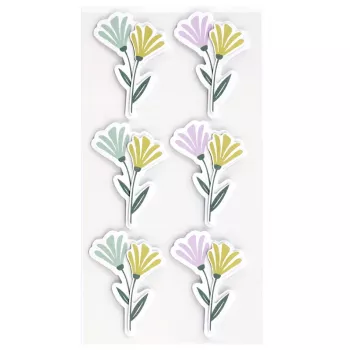 Artoz 3D ziedu papīra uzlīmes, 6 gabali, pašlīmējošas, dažādi ziedu dizaini, radošiem darbiem, scrapbooking, apsveikumu izgatavošanai, dekorēšanai, daudzkrāsu, matēts apdare 185600-222