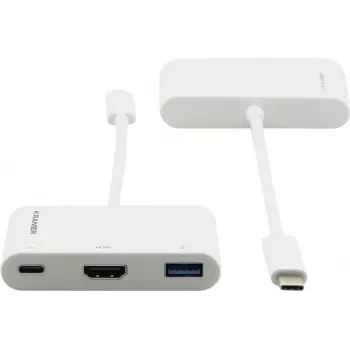 Kramer ADC-U31C/M2 USB-C daudzportu adapteris - 4K HDMI, USB-A, USB-C PD, 17 cm, balts 99-97210004