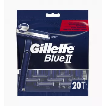 Gillette Blue II vienreizlietojamie skuvekļi vīriešiem, 20 gab., divas asmenis ar Lubrastrip 7702018466757
