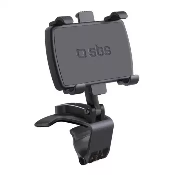 SBS Mobile rotējošais auto telefona turētājs ar klipsi uz paneļa viedtālruņiem līdz 7 collām, 360° pagriežams, melns (TESUPPWHEELK)