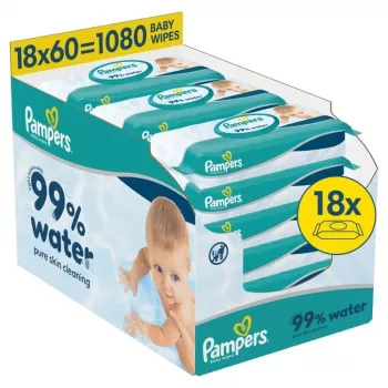 Pampers Aqua mitrās salvetes mazuļiem, 18 iepakojumi, 1080 gab.