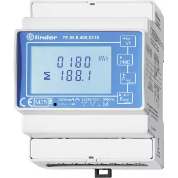 Finder 7E.85.8.400.0210 vienfāzes digitālais enerģijas skaitītājs ar Modbus RTU, CT 400A, Class B