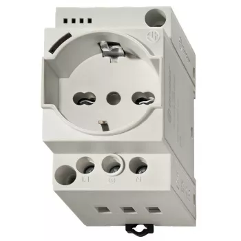 Finder 7U.00.8.230.0000 DIN sliedes kontaktligzda Schuko, 230 V AC, 16 A, pelēka RAL 7035