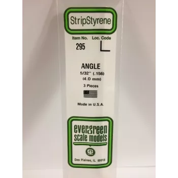 Evergreen polistirola L-profils 350 x 4 x 4 mm, 3 gab., balts