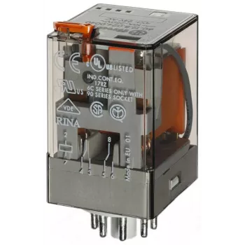 Finder industriālais relejs 12 VAC 2.2 VA DPDT 10A 250VAC 2 CO Plug-in 60.12.8.012.0040