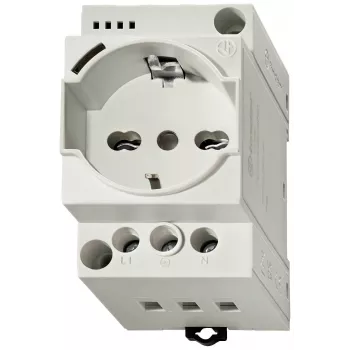 Finder 7U sērijas sadales skapja kontaktligzda, 230 V AC, 16 A, Schuko, DIN sliedes montāža, pelēka (RAL 7035) 7U.00.8.230.0000