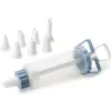 IBILI 104629 konditorejas dekorēšanas šļirce ar 6 nerūsējošā tērauda uzgaļiem, 18 cm, balta