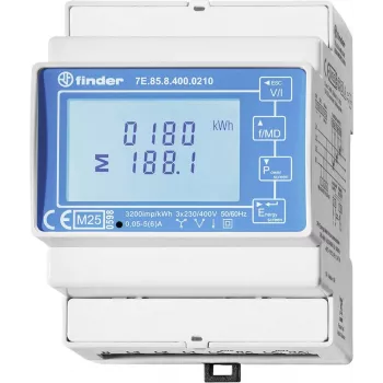 Finder 7E.85.8.400.0212 vienfāzes digitālais elektroenerģijas skaitītājs, 230 V AC, 40 A, DIN sliedei, 1 modulis, S0 impulsa izeja