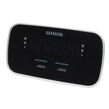 AIWA CRU-19RD sarkans radio modinātājs ar FM/AM uztvērēju, diviem modinātājiem, snaudas funkciju, miega taimeri, LED displeju, bateriju rezervi