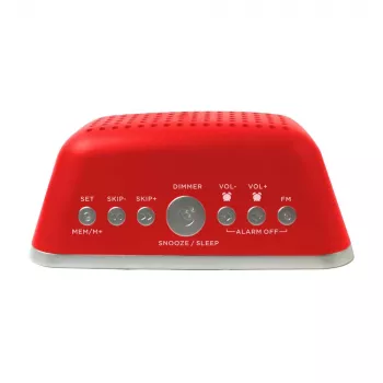 AIWA CRU-19RD sarkans radio modinātājs ar FM/AM uztvērēju, diviem modinātājiem, snaudas funkciju, miega taimeri, LED displeju, bateriju rezervi