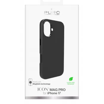 PURO Icon Case Apple iPhone 17, MagSafe saderīgs, melns (PUIPC1763ICONMPBLK)
