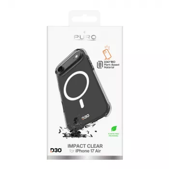 PURO Impact Clear D3O Bio maciņš Apple iPhone Air, saderīgs ar MagSafe, caurspīdīgs (PUIPC1766IMPCLD3OTR)
