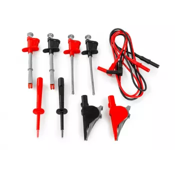 HT Instruments 44100 multimetra mērīšanas vadu komplekts ar 4mm banānu spraudņiem, zondēm un 6 krokodila skavām (20A)