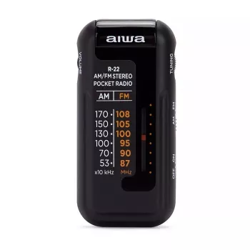 AIWA R-22BK kabatas radio ar austiņām, FM/AM, melns