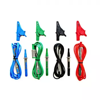 HT Instruments Universālais testvadu komplekts G3, CAT IV 600V / CAT III 1000V, 10A, 1,5m silikona vadi ar zondēm un krokodila klipšiem, sarkans/melns 1006210