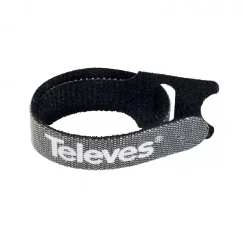 Televes KBL kibiojo užsegimo juostos (Hook and Loop) kabelių rišimui, 10 vnt., juodos, 15 mm x 250 mm 200102