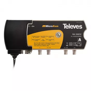 Televes KVE2025RK65 platjoslas pastiprinātājs 20/25dB ar atgriešanās ceļu 5-65MHz 20dB (534212)