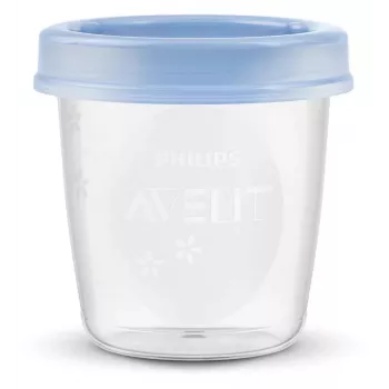 Philips Avent krūts piena un ēdiena uzglabāšanas trauciņi 180 ml (5 gab.) ar vāciņiem
