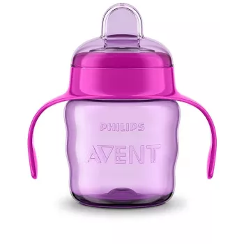 Philips AVENT Easy Sip mācību krūzīte ar rokturiem, 6M+, 200 ml, silikona snīpis, rozā