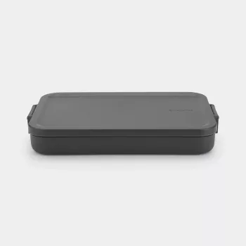Brabantia Make & Take plakanā pusdienu kastīte, tumši pelēka, 1,2 L, bez BPA, hermētiska, mazgājama trauku mazgājamā mašīnā