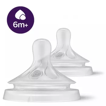 Philips AVENT Natural Response silikona knupīši bērnu pudelēm bieziem ēdieniem, 6M+, 2 gab.