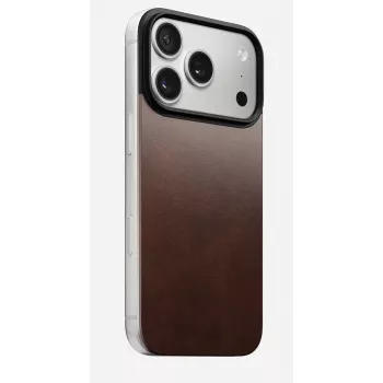 NOMAD Magnetic Leather Back priekš iPhone 17 Pro, MagSafe saderīgs, Horween āda, Rustic Brown