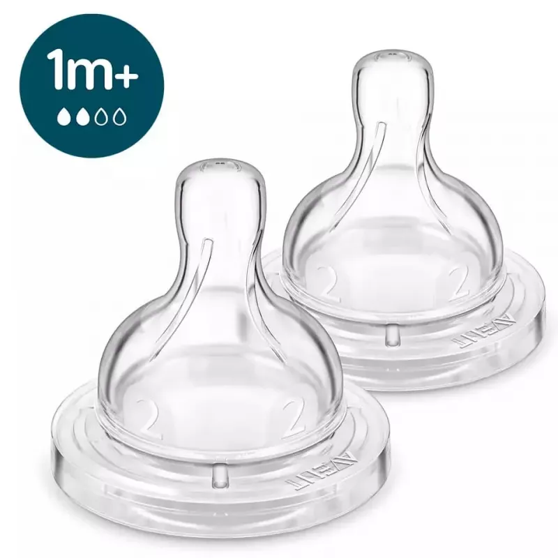 Philips AVENT pretkoliku pudelītes silikona knupīši 1M+, lēna plūsma, 2 gab.