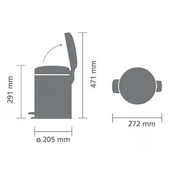 Brabantia NewIcon 5L pedāļa atkritumu tvertne Brilliant Steel