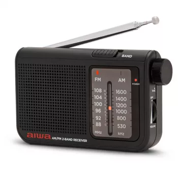 AIWA RS-55/BK pārnēsājams analogais AM/FM kabatas radio, melns