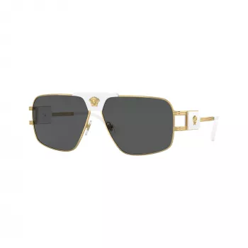 Versace VE2251-147187 vīriešu pilotstila saulesbrilles, ietvars ieroču metāla krāsā, pelēkas lēcas, 63/12/145 mm