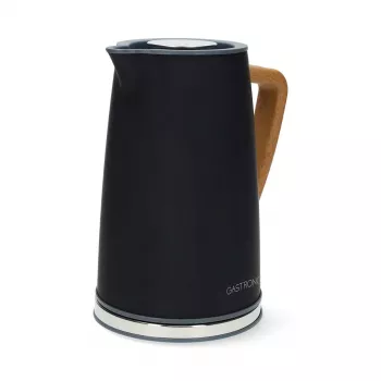 Gastronoma 18130006 elektriskā tējkanna, 1,7 L, 2200 W, nerūsējošais tērauds, melna, bezvadu, 360° pamatne