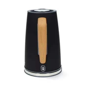 Gastronoma 18130006 elektriskā tējkanna, 1,7 L, 2200 W, nerūsējošais tērauds, melna, bezvadu, 360° pamatne