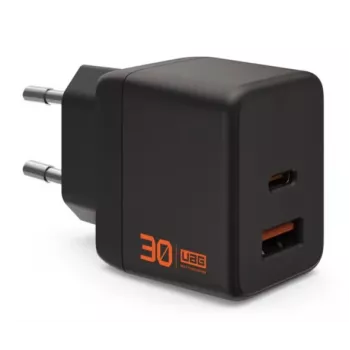 UAG Urban Armor Gear SRGE GaN sienas lādētājs 30W PD USB-C/USB-A melns 9B443511V4040