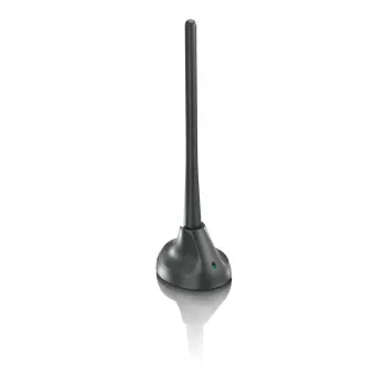 PHILIPS SDV5100/12 iekštelpu TV antena ar 18 dB pastiprinājumu, UHF/VHF/FM, melna