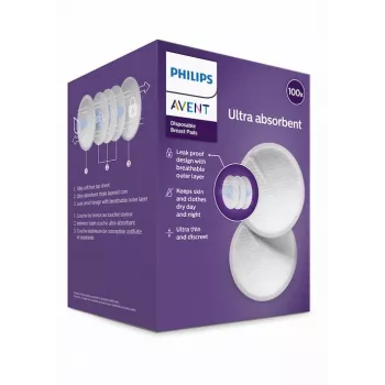 Philips Avent vienreizlietojamie krūšu ieliktņi (100 gab.) | Īpaši absorbējoši, konturēti, atsevišķi iesaiņoti