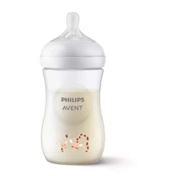 Philips Avent Natural Response žirafes zīdaiņa pudelīte 260 ml, vidējas plūsmas knupītis, no 1 mēneša