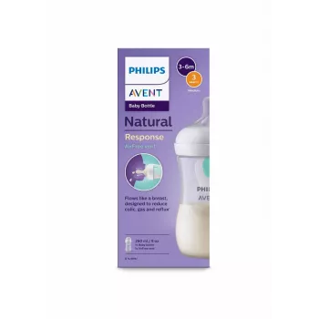 Philips Avent Natural Response pretkoliku bērnu pudelīte ar AirFree ventilāciju 260 ml, vidējas plūsmas knupītis, no 1 mēneša