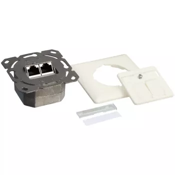 DSIT DC-Wall-In-STP6-I Iebūvējama Cat. 6 ekranēta dubultā RJ45 rozete, ziloņkaula