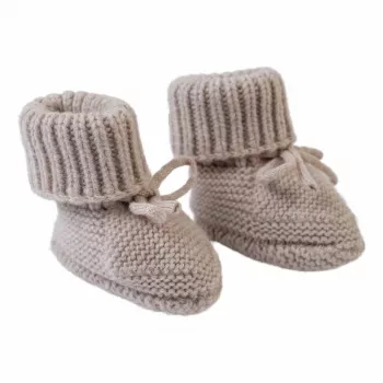 Lodger Slipper Folklore Merino vilnas zīdaiņu čības, bēšas, 0-6 mēneši