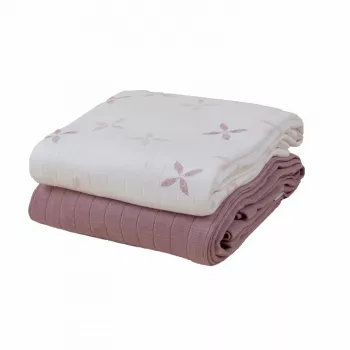 Lodger Swadler Solid Matcha kokvilnas autiņš, Powder Rose, 110x110 cm, 2 gab.