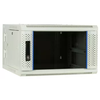DSIT 6U sienas serveru skapis ar stikla durvīm, balts, 600x600x368 mm DS6606W-DOUBLE