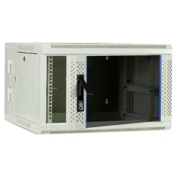 DSIT 6U sienas serveru skapis ar stikla durvīm, balts, 600x600x368 mm DS6606W-DOUBLE