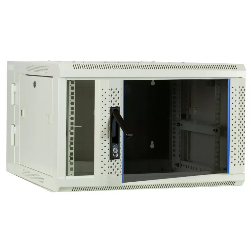 DSIT 6U sienas serveru skapis ar stikla durvīm, balts, 600x600x368 mm DS6606W-DOUBLE