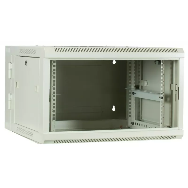 DSIT 6U sienas serveru skapis ar stikla durvīm, balts, 600x600x368 mm DS6606W-DOUBLE