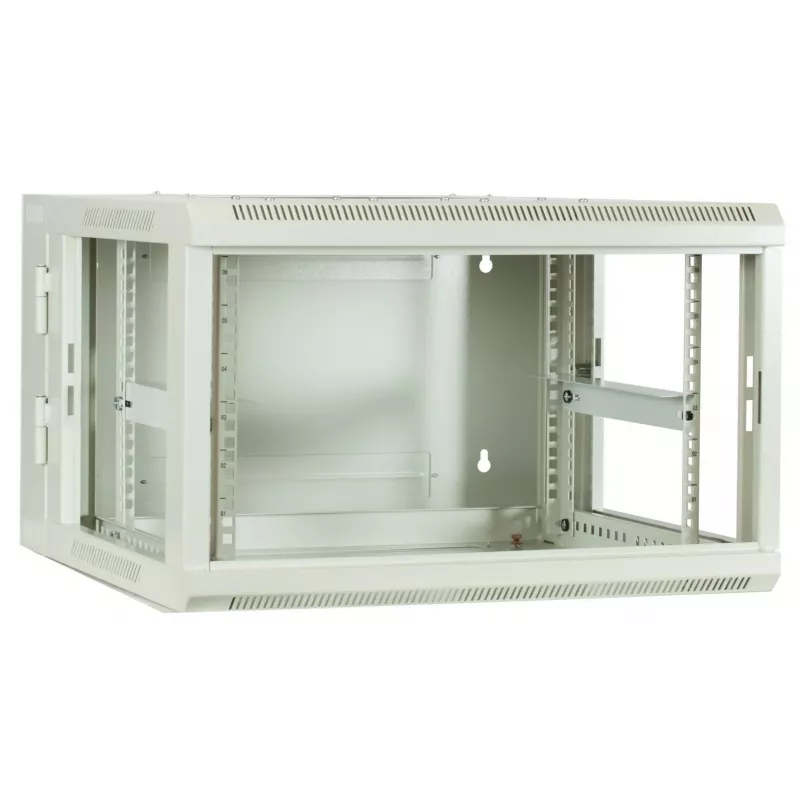 DSIT 6U sienas serveru skapis ar stikla durvīm, balts, 600x600x368 mm DS6606W-DOUBLE