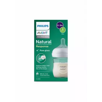 Philips Avent Natural Response stikla zīdaiņa pudelīte 125 ml ar jaundzimušā knupīti, 0m+